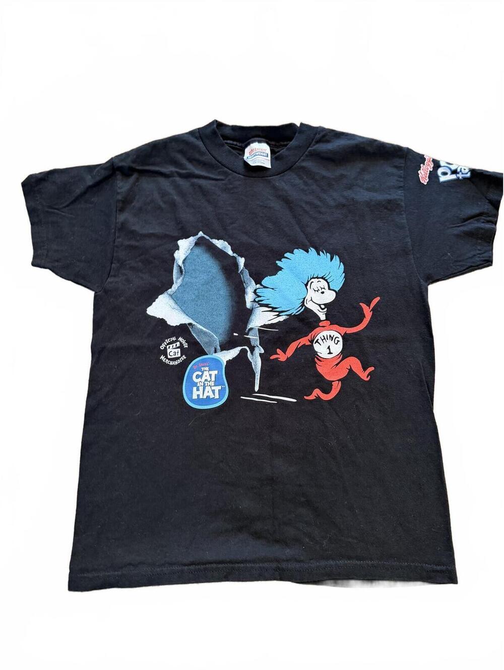 Vintage The Cat in the Hat Thing 1 & Thing 2 Black T-Shirt youth M